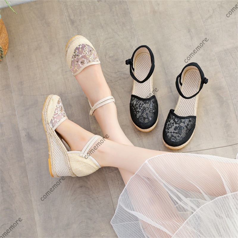 Wedge Espadrille Women - Women's Lace Mesh Espadrille Wedge Sandals