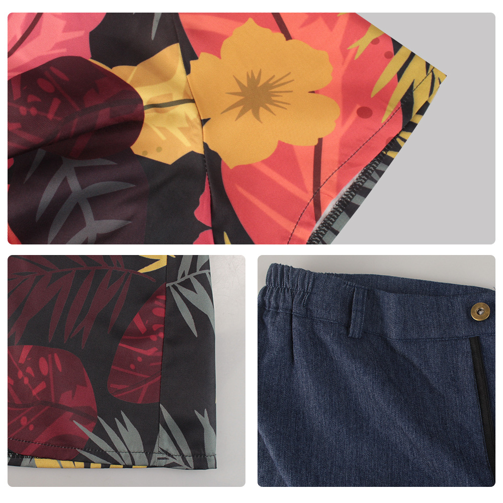 Men's Tropical Floral Shirt &  - Shorts Denim Frayed recension och pris