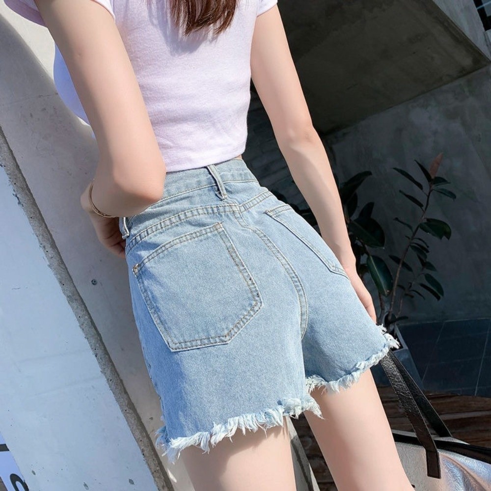 Trendy Stretchy Jean Shorts fo - Shorts Denim Frayed recension och pris