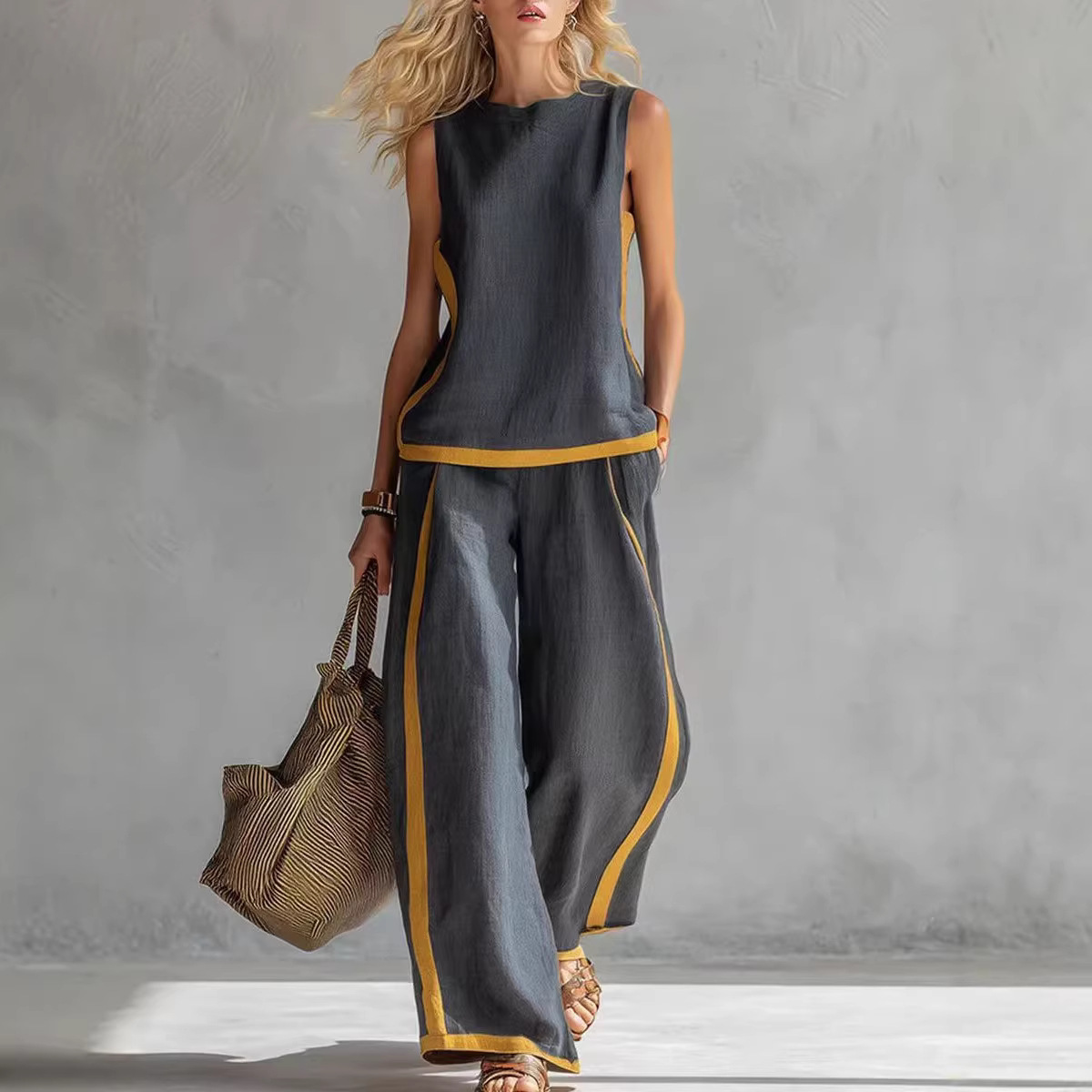 Women Linen 2 Piece Sets Color - Linen Pant Wide recension och pris