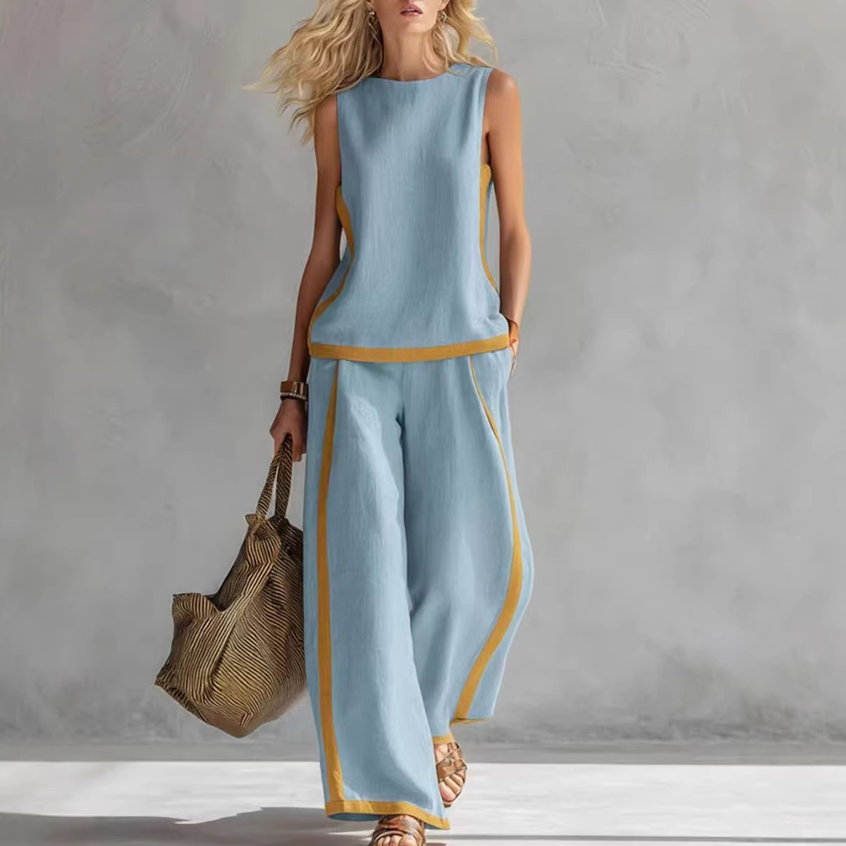 Women Linen 2 Piece Sets Color - Linen Pant Wide recension och pris