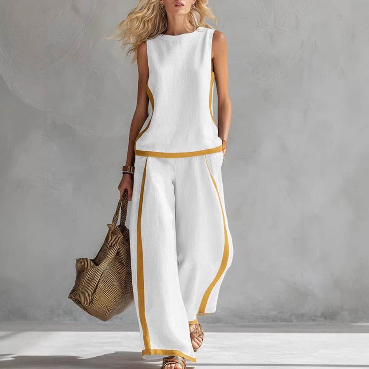 Women Linen 2 Piece Sets Color - Linen Pant Wide recension och pris