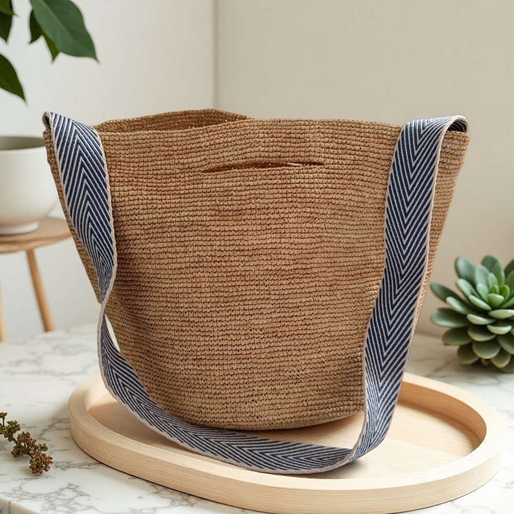 New Raffia Rainbow Bucket Bag  - Crochet Bag Raffia recension och pris