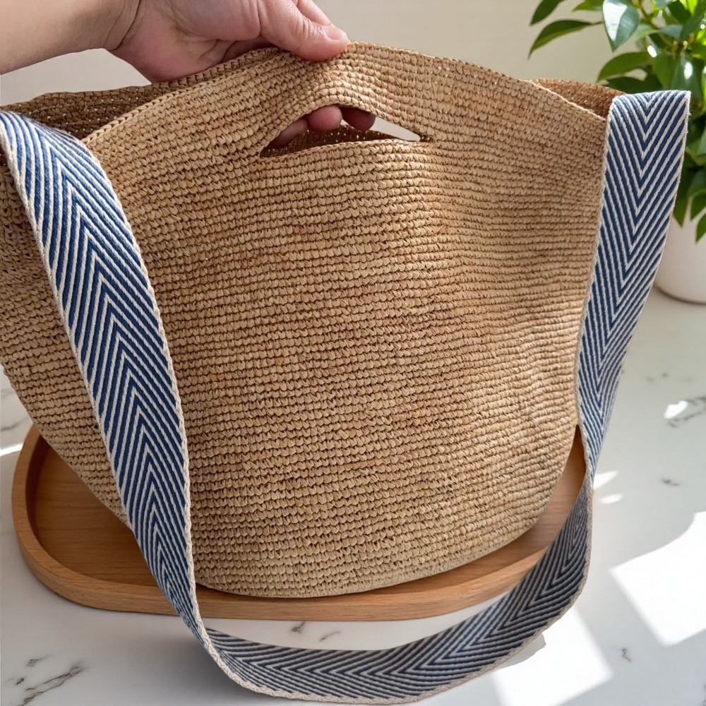 New Raffia Rainbow Bucket Bag  - Crochet Bag Raffia recension och pris