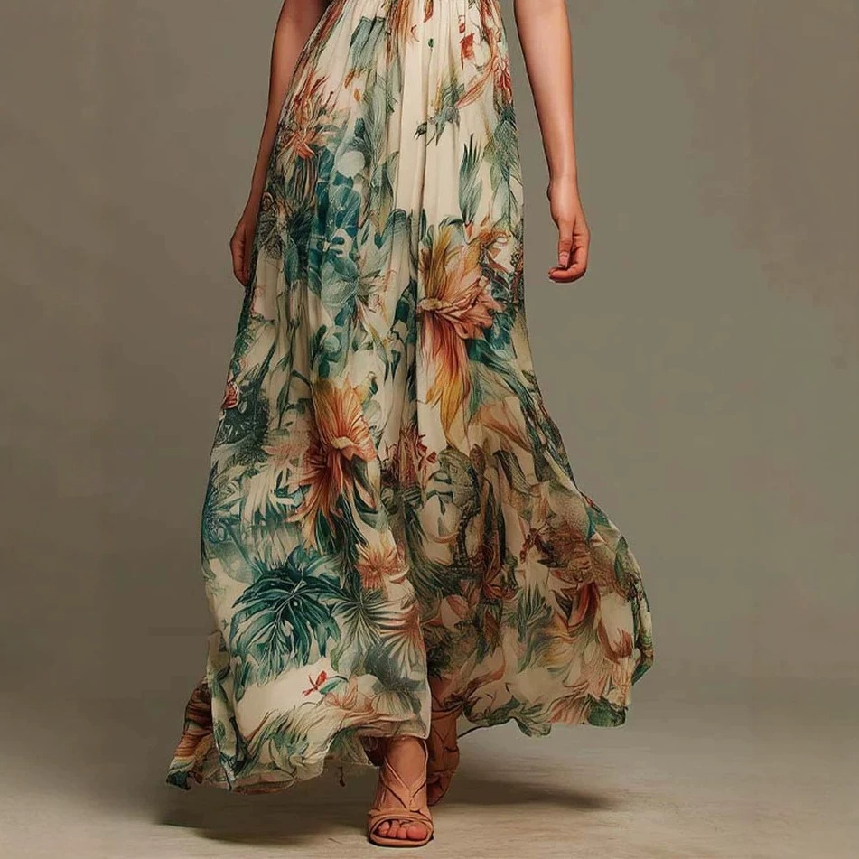 Floral Print Maxi Dress Sleeve - Romper Floral Print recension och pris