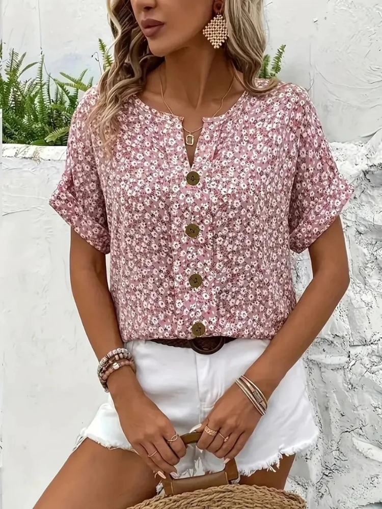 Plus Size Women's Shirts 2025  - Romper Floral Print recension och pris