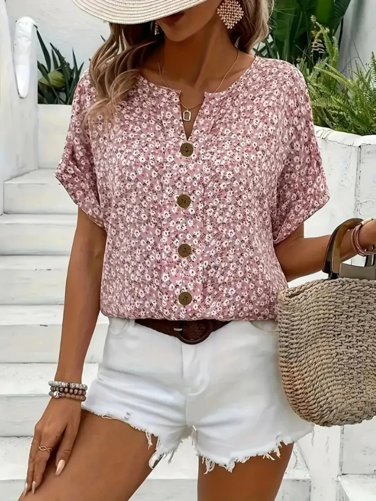 Plus Size Women's Shirts 2025  - Romper Floral Print recension och pris