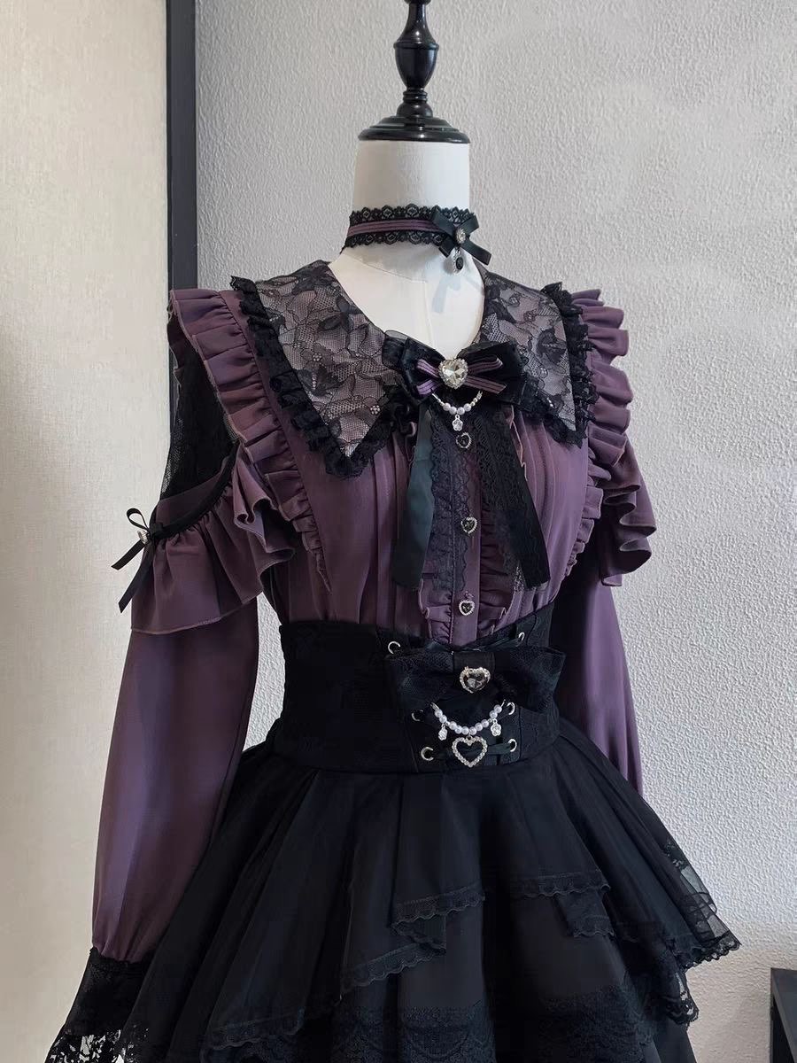 Harajuku Kawaii Skirt Sets Wom - Blouse Off Shoulder recension och pris