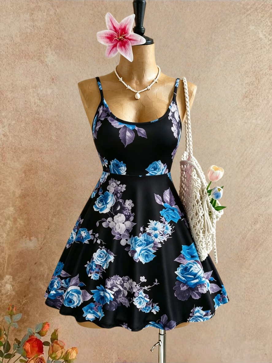 Plus Size Women Spaghetti Stra - Romper Floral Print recension och pris