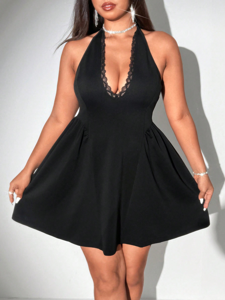 Plus Size Women Halter Black M - Maxi Dress Halter recension och pris
