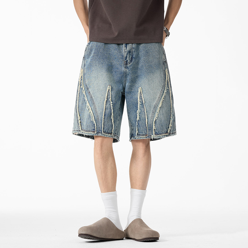 Men's Baggy Denim Jorts, Raw E - Shorts Denim Frayed recension och pris