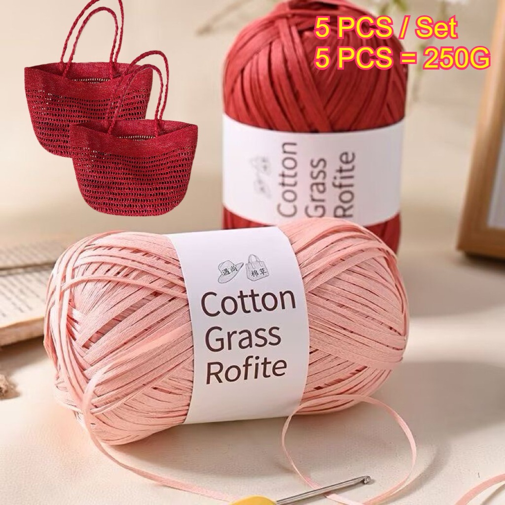 5PCS 250g Raffia Paper Rope Kn - Crochet Bag Raffia recension och pris
