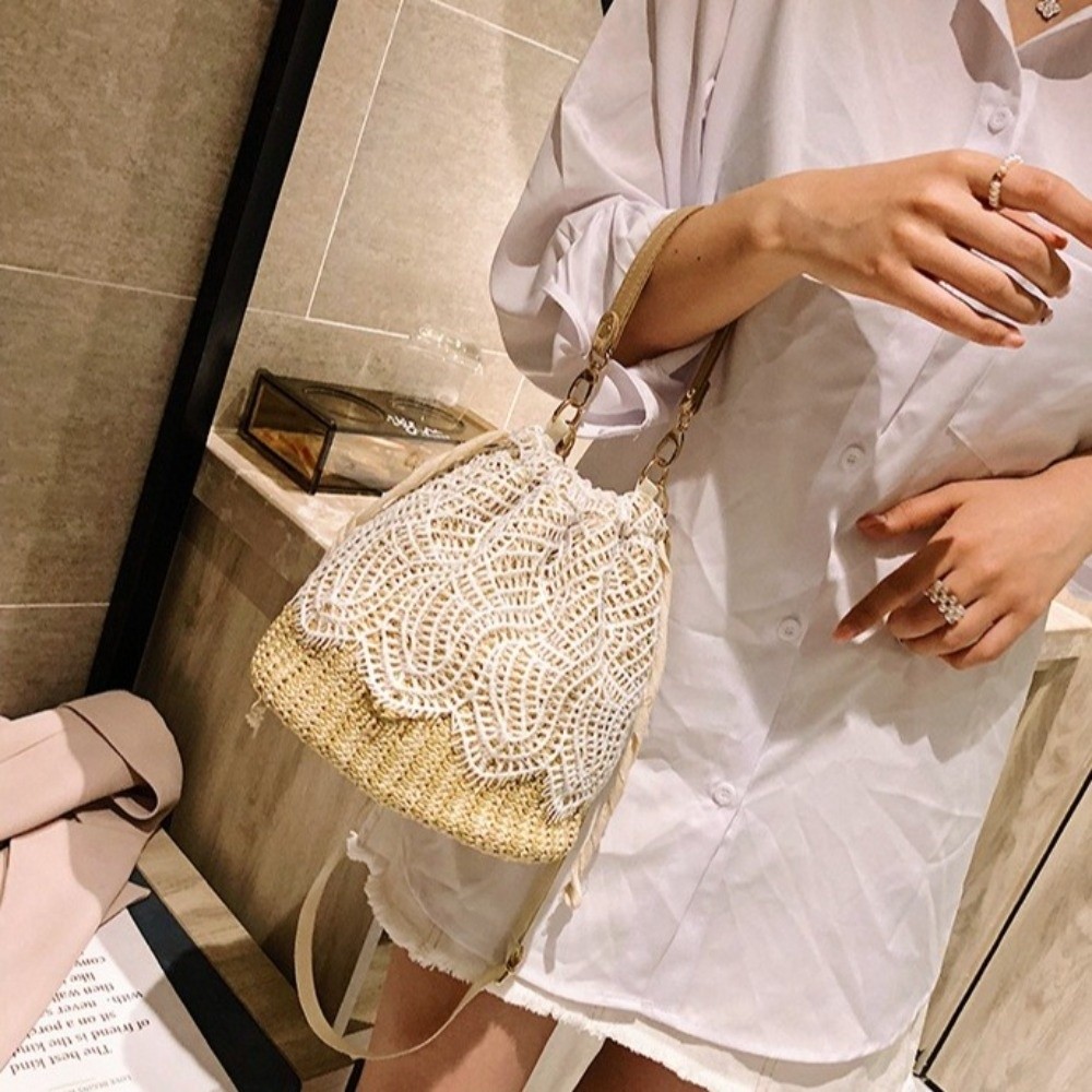 Portable Lace Straw Shoulder B - Tote Bag Beach recension och pris