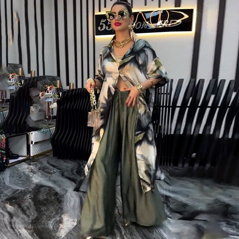 Women Pant Sets Print Shirts T - Linen Pant Wide recension och pris